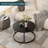 SAYGOER Small Round Coffee Table, Black Coffee Tables for Living Room, Modern Center Table for Small Space Home Office Gardern, 27.6 × 27.6 × 17.7inch, Black SAYGOER