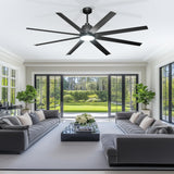 Phylluz 72'' Ceiling Fan with Light - Remote & APP Control, 3 CTT Dimmable, 6 Speed Reversible DC Motor Fan for Shop, Garage, Covered Outdoor, Black Phylluz