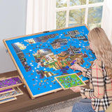 Lavievert 2000 Piece Tilting & Foldable Puzzle Board with 8 Drawers & Cover, Portable Wooden Puzzle Plateau with Handle, Adjustable Jigsaw Puzzle Table with Easel/Stand & Non-Slip Tabletop for Adults LAVIEVERT