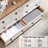 RedLemon 6 Drawer Dresser for Bedroom, Farmhouse 54 Inch Wide Rustic Wood Dresser TV Stand, Dresser Chest of Drawers for Closet, Living Room, Hallway, Antique White RedLemon