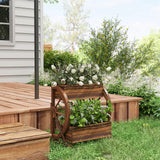 Outsunny 2-Tier Raised Garden Bed, Wooden Wagon Planter Boxes with Drainage Holes, for Vegetables Flowers Herbs, 22" x 13" x 22" Outsunny
