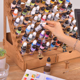 Plydolex Paint Organizer for 105 Paint Bottles and 14 Brushes - Paint Holder with 6 Miniature Stands - Paint and Brush Storage for Miniature Paints Plydolex
