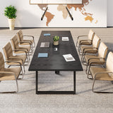 LITTLE TREE 8FT Conference Table for 10 People, Large Meeting Table, Modern Wooden Conference Room Table with Cable Management, Business Training Table with Strong Metal Legs for Office, Black LITTLE TREE