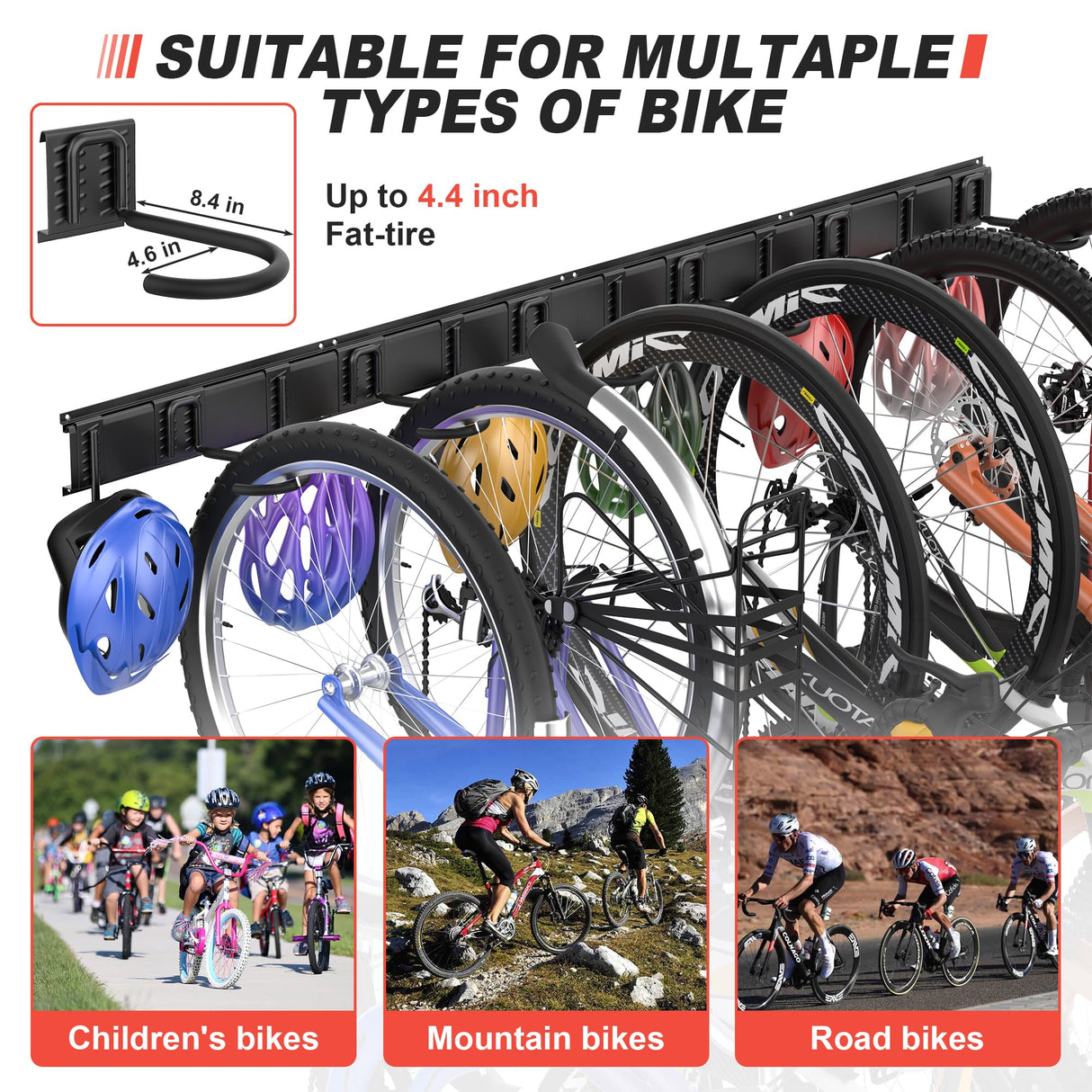 Ultrawall Bike Storage Rack, Wall Mount Bicycle Rack Vertical Bike Hanger for Garage, Home, 6 Bike Racks & 6 Helmet Hooks, Holds Up To 660lbs Ultrawall