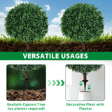 Grooy Artificial Boxwood Topiary Ball Tree with Ground Spike, Set of 2 Artificial Shrub Bushes, Fake Evergreen Tree for Porch, Artificial Plants for Outdoor Planters Indoor UV Resistant Grooy