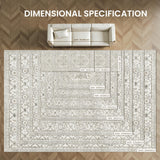 Area Rugs for Living Rooms - 6x9, Boho Non-Slip Low Pile Carpet Machine Washable Rugs for Bedroom, Farmhouse, Office, Dining Room (Beige) befbee