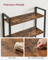 VASAGLE 5-Tier Bookshelf, Bookcase with Steel Frame, Book Shelf for Living Room, Home Office, Study, 11.8 x 26 x 60.2 Inches, Industrial Style, Rustic Brown and Ink Black ULLS061B01 VASAGLE