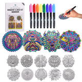 Hula Home Stained Glass Mandala Art Kit - Animal DIY Window Clings with Markers, 10 Suncatchers - Perfect Hobby for Adults, Kids, Teens & Seniors - Ideal Gift for Beginners, Women & Elderly - New Hula Home