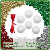 READY 2 LEARN- Create Your Own Sequin Ornaments - Set of 6 - Christmas Crafts for Kids - Christmas Tree Decorations - All Materials Included, Green,Red,Silver READY 2 LEARN