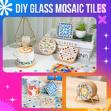 Joyclub 4 Sets DIY Glass Mosaic Tiles for Crafts Mosaic Kits for Adults and Kids with Wooden Coasters for Drinks Tray Creative Handmade Making Supplies Home Decor Art Christmas Gifts Joyclub