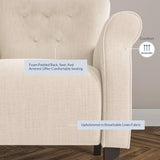 BELLEZE Modern Accent Chair, High Back Armchair, Upholstered Wingback Side Chair, Padded Single Sofa with Wooden Legs for Living Room, Bedroom - Beige BELLEZE