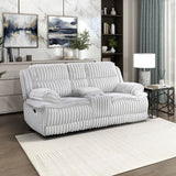 Lexicon Manual Double Reclining Loveseat with Center Console, Corduroy Manual Wall Hugger Recliner Couch, Pillow Top Arms, Cup Holders, Hidden Storage, Cozy Loveseat for Living Room, Gray Lexicon