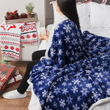 PAVILIA Premium Christmas Sherpa Throw Blanket | Blue Snowflake Decoration, Fleece, Plush, Warm, Cozy Reversible Microfiber Holiday Blanket 50 x 60 Inches PAVILIA