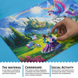 Princess of Unicorn Kingdom 100 Piece Puzzle + Bonus 16 Stickers for Kids 4-8 8-10 - Puzzles for Children and Adults - Learning Educational Toys Birthday Gifts for Girls Jigsaw Puzzles PuzzWiz