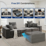 Modular Sectional Sofa, Cloud Boneless Couch with Deep Seat, Modern L-Shape Sectional Couch, Upholstered Couches for Living Room Bedroom, Convertible Foldable Sofa Bed, No Assembly, Dark Grey Living&Giving