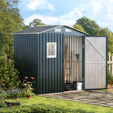 MistMo 6X4X6.5 FT Compact Vertical Outdoor Steel Storage Shed with Lockable Doors, Ideal for Garden, Backyard, and Patio Utility and Small Tool Storage,Bike Shed, Garbage Can, Chicken Coop Mistmo