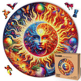 LEOGOR Extra Large Wooden Puzzles for Adults 500 Piece – Colorful Mosaic Sun and Moon Puzzle with Unique Laser Cut Animal-Shaped Wood Pieces – Challenging Jigsaw, 17.8'' x 17.8'' LEOGOR