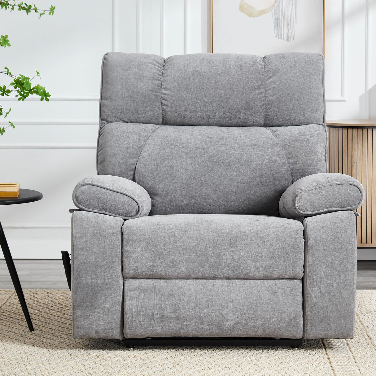 RHHVVR Oversized Power Lift Recliner Chair with Massage and Heating, 24.8" W Big Lay Flat Lift Recliner for Elderly, Medium-Firm Electric Recliners with Hidden Cup Holders,Gray RHHVVR