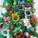 14 Sets Wreath Tree Ornaments Craft Kit with Ribbons, Bows and Bells Assortment for Kids Holiday Winter Bracelets and Necklaces Winlyn