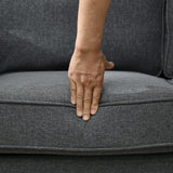 HOMCOM 61" Loveseat Sofa, Mid Century Modern 2 Seater Small Couch with Nailhead Trim, Rolled Arm, Fabric Upholstered Love Seat for Living Room and Bedroom, Charcoal Gray HOMCOM