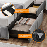 Yaheetech Dark Grey Upholstered Queen Bed with 4 Storage Drawers and No Fixed Headboard Yaheetech