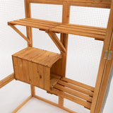 NBTiger Large Wooden Cat Enclosure Cage Catio Pet Playhouse Run House with Hammock and Solar Top, 63'' x 33'' x 70'' Outdoor Indoor Pet Kennel Playpen with Sisal Rope Pedal and Activity Platforms NBTiger