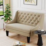 Tongli 50" Small Modern Loveseat Settee Sofa Linen Fabric 2-Seat Sofa Couch Tufted Love Seat Dining Bench with Back Upholstered Banquette Sofas for Living Room Bedroom Small Space Entryway Tan Tongli