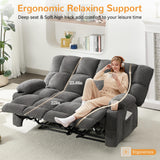 Oversized Loveseat Recliner Sofa, Big Large Reclining Sofa with Cup Holders & Side Pockets, Traditional 2-Seater Manual Recliner Couch for Living Room, RV, Home Theater (Fabric, Grey) Sofetura