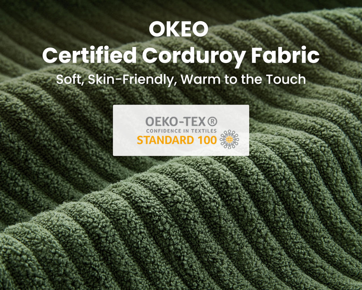 CHIC HOUSE Modular Sectional Sofa Corduroy Couch, Customizable U-Shaped Sofa with Storage Ottoman, Reversible Chaise for Living Room, Oversized L-Shaped Sofa Set (Green, 6 Seater Compact Sleeper) CHIC HOUSE