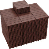 PrimeZone 162 PCS Plastic Interlocking Patio Deck Tiles - 12" x 12" Waterproof Indoor Outdoor Flooring, Patio Floor Decking for Balcony, Backyard, Garden & Poolside, All Weather Use, Dark Brown PrimeZone