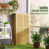 Outsunny 5' x 3' Wooden Outdoor Storage Cabinet, Garden Sheds & Outdoor Storage with Asphalt Roof & 2 Large Wood Doors with Lock, Yellow Outsunny