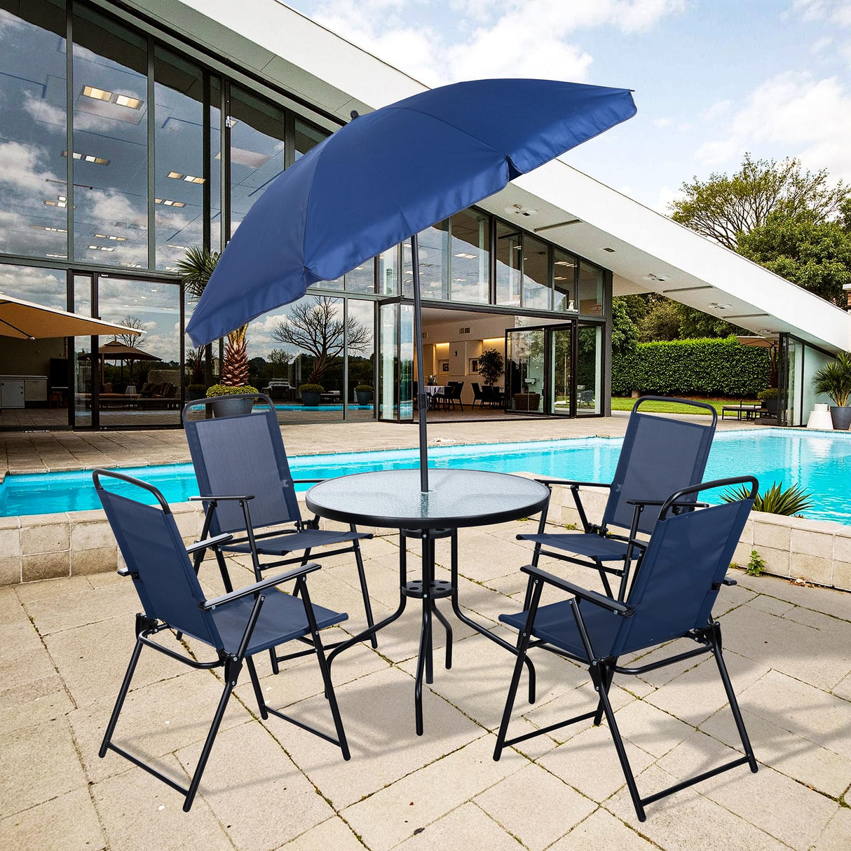 Shintenchi 6 Piece Patio Dining Set Light Blue Shintenchi