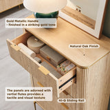 T4TREAM Fluted 5 Drawers Dresser for Bedroom, 48" Tall Modern Dresser Chest of Drawers, Gold Accents, Fluted Fronts, Wood Storage Dressers Organizer for Bedroom, Living Room, Natural Oak T4TREAM