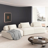 Tabaray 139" Oversized Boneless Couch, Chenille Curved Sofa, Minimalist Modular Sectional Sofa Set with Removable Backrests, 3 Pillows, Deep Seat, Modern Couches for Living Room, Bedroom, Beige Tabaray