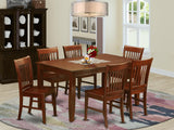 East West Furniture DUNO7-MAH-W 7 Piece Dining Set Consist of a Rectangle Solid Wood Table and 6 Kitchen Room Chairs, 36x60 Inch, Mahogany East West Furniture