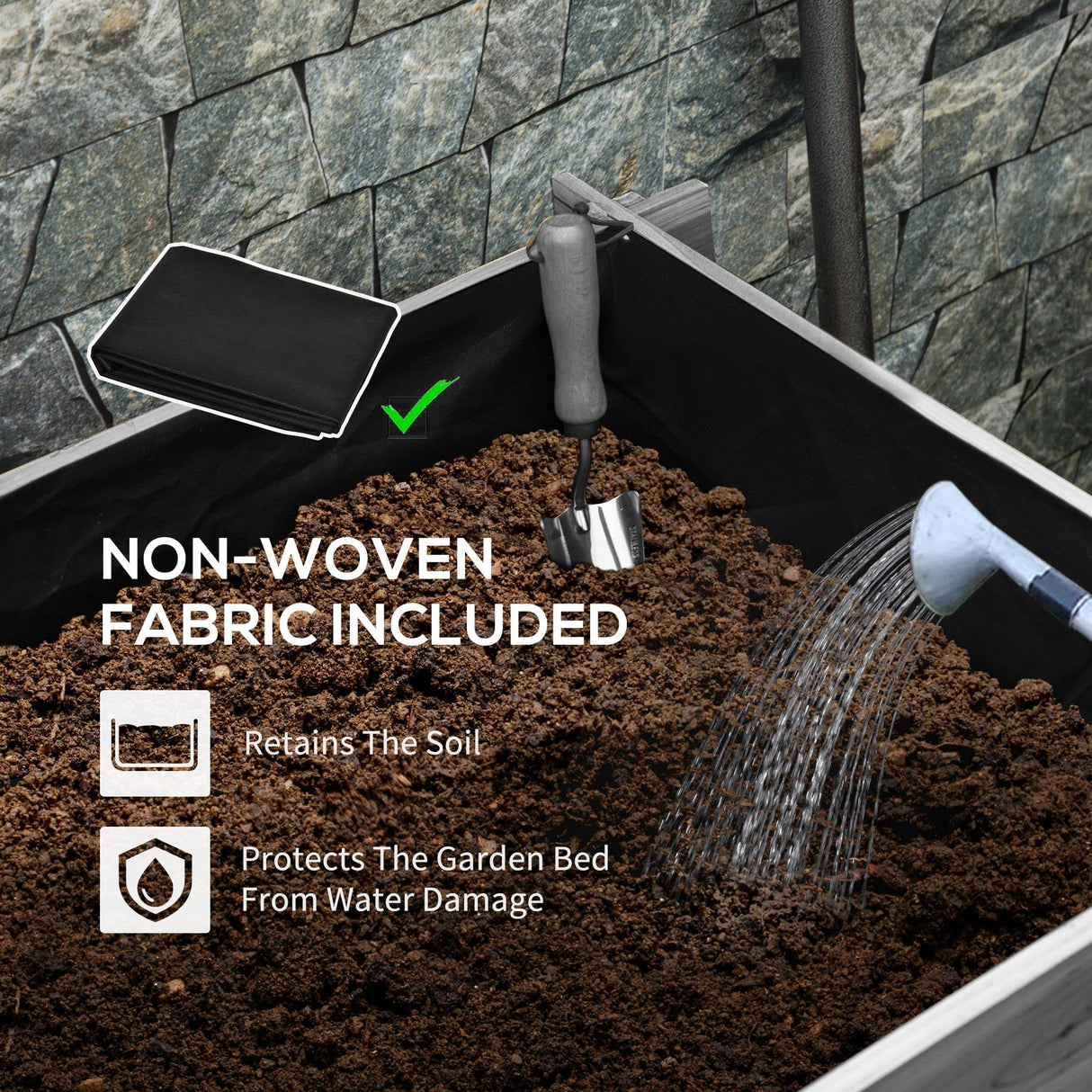 Outsunny 3-Tier Raised Garden Bed with 5 Compartments and Bed Liner, Elevated Wooded Wooden Planter Kit, for Vegetables, Herbs, Outdoor Plants, 37 x 37 x 14in, Gray Outsunny