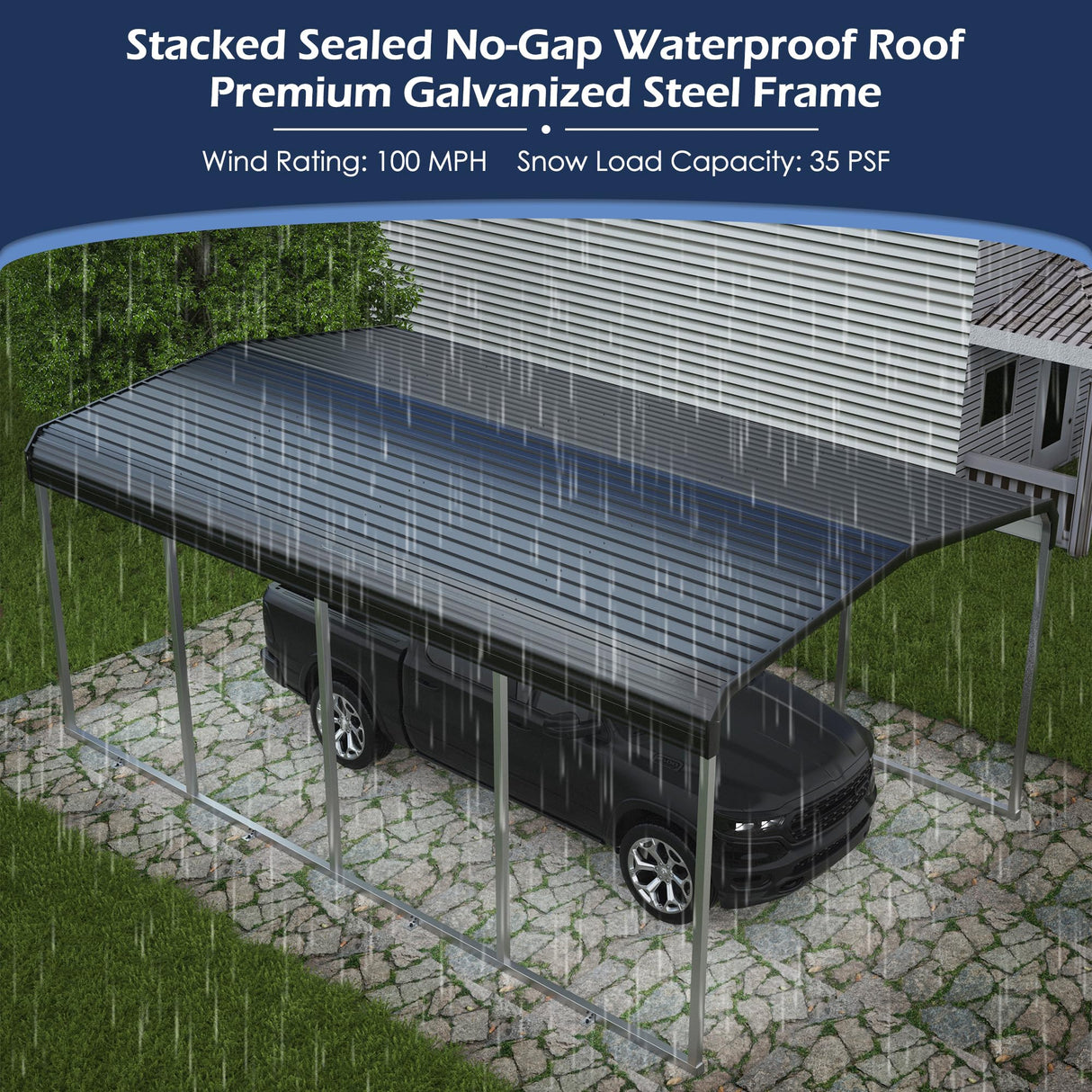 Xilingol 12x20 FT Metal Carport, Heavy Duty Carport Canopy with Galvanized Steel Frame and Roof, Outdoor Storage Shed, Car Tent Garage Shelter for Pickup, Truck, Boat and Tractor, Grey Xilingol