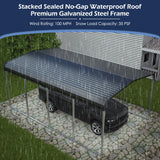 Xilingol 12x20 FT Metal Carport, Heavy Duty Carport Canopy with Galvanized Steel Frame and Roof, Outdoor Storage Shed, Car Tent Garage Shelter for Pickup, Truck, Boat and Tractor, Grey Xilingol