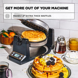 CRUX Rotating Belgian Waffle Maker with Deep Nonstick PFOA Free Plates, Digital Keto Chaffles Iron with LCD Display, Browning Control and Cord Storage, Stainless Steel Crux