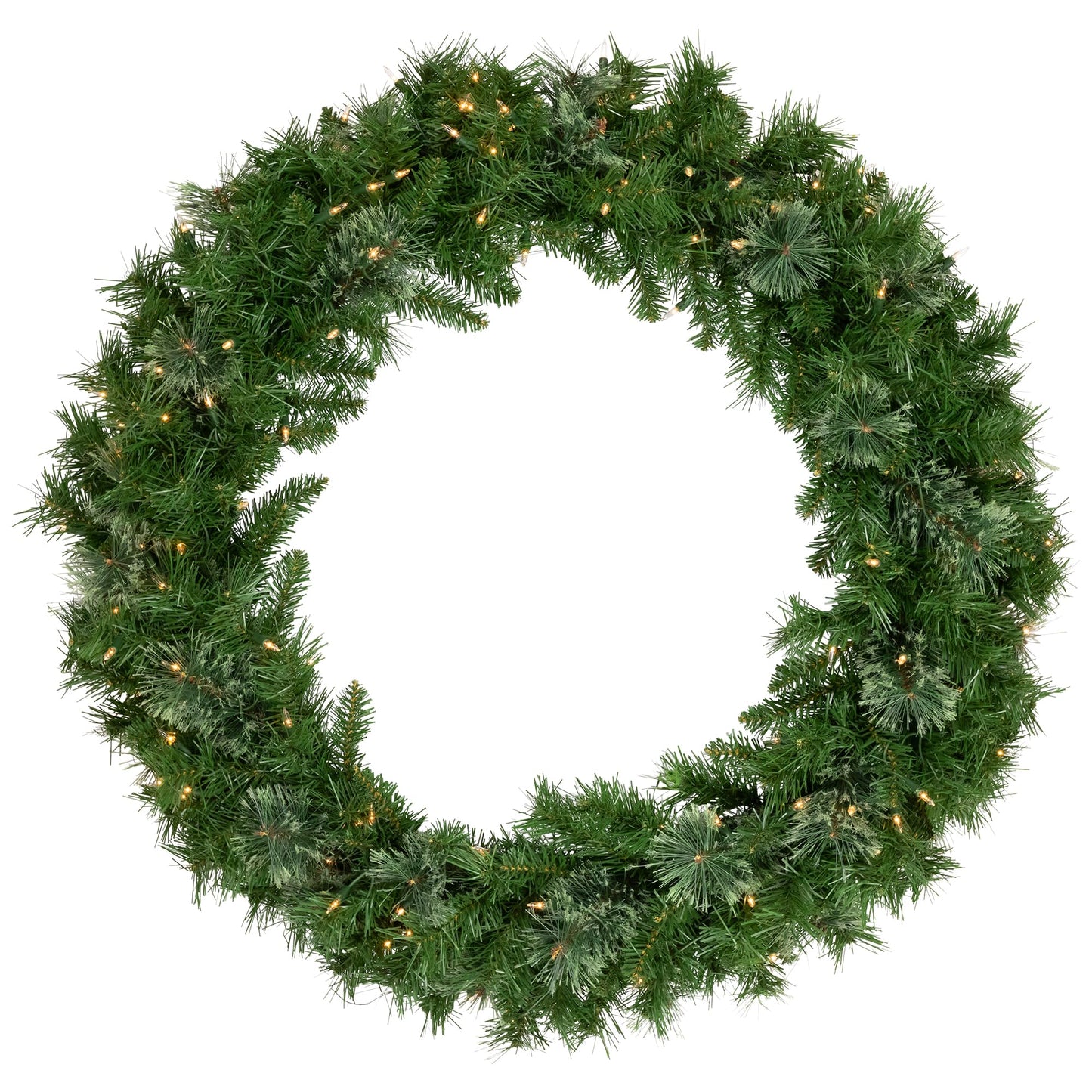 Northlight Pre-Lit Mixed Cashmere Pine Artificial Christmas Wreath Clear Lights, Green