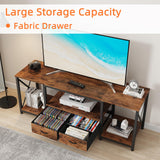 GYIIYUO TV Stand with Fabric Drawer - Entertainment Center and Industrial TV Console Table with Open Storage Shelves for Living Room, Bedroom - 55.1" Rustic Brown GYIIYUO