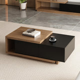homary Extendable Coffee Table, 47"-69" Expandable Walnut Coffee Table with 2 Drawers, Modern Adjustable Center Table for Living Room & Small Spaces (Black & Walnut) homary