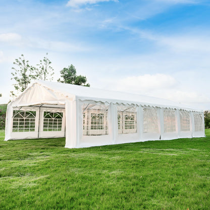 EROMMY 20x40ft Party Tent, Outdoor Wedding Tent, Heavy Duty Large Canopy Carport with Removable Sidewalls, 2 Roll-up Doors, 5 Storage Bags, Gazebo Shelter Tent for Party Event Commercials, Wh - WoodArtSupply