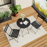 Bistro Table and Chairs Set of 2, 3 Piece Outdoor/Indoor Folding Patio Bistro Sets, 2 Chair Patio Furniture Set with Table, Premium Frame Foldable Coffee Tables for Balcony, Yard, Garden, Black IDEALHOUSE