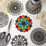 Gueevin 36 Sheet Mandala Window Clings Color Your Own Stained Glass Window Cling Arts and Crafts DIY Kit with Colorful Cotton Paper Contact Paper Crafts for Adults Kid Teen, 6 x 6 Inch Gueevin