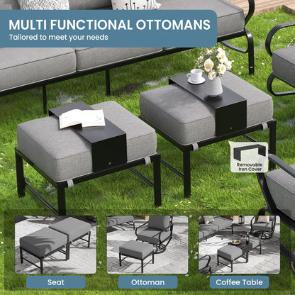 Amopatio Patio Furniture Set, Outdoor Furniture Set with Swivel Chair, 5 Pieces Patio Conversation Sets with 5.75" Extra Thick Cushion Include Waterproof Covers for Poolside Deck, Grey - WoodArtSupply