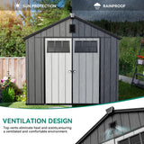 YITAHOME Outdoor Storage Shed 8x10 Ft, Plastic Storage Sheds with Floor, Lockable Doors, Windows, and Vents for Patio, Lawn, Backyard, Large Garden Storage for Bikes, Mowers, and Garden Tools, Black YITAHOME