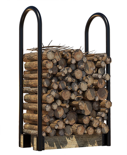 Fire Beauty Firewood Log Rack Adjustable Bracket Kit, Fireplace Wood Storage Holder,Black Powder,Coated Steel, Outdoor and Indoor - WoodArtSupply