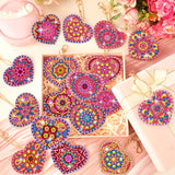 Ferreve 28 Pcs Heart Diamond Painting Keychain Kits Double Sided DIY Heart Diamond Art Keychain Ornaments for Adults Gem Key Ring Art Pendant Decor Crafts Accessories Gifts Ferreve
