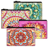 Silkfly 4 Pcs Diamond Painting Art Makeup Bags DIY Purses Toiletry 5d Handmade Double Design Diamond Painting Cosmetic Bags Bulk with Zipper Rhinestone Accessories for Women(Mandala) Silkfly